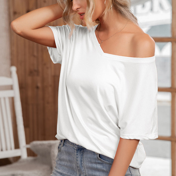 Women Clothing round Neck Loose Casual Short Sleeve T-shirt Top Women