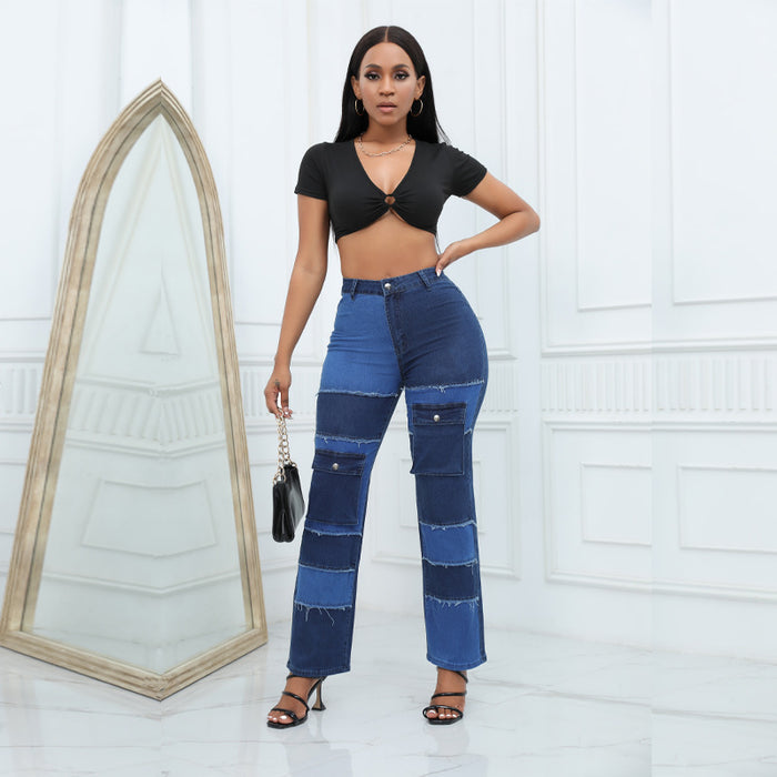 Women Clothing Autumn High Quality Straight High Waist Jeans Women