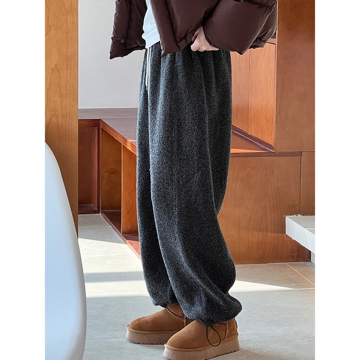 Autumn Winter Woolen Woolen Casual Pants Sweatpants Women Autumn Winter Thickening Lamb Wool Ankle Banded Pants