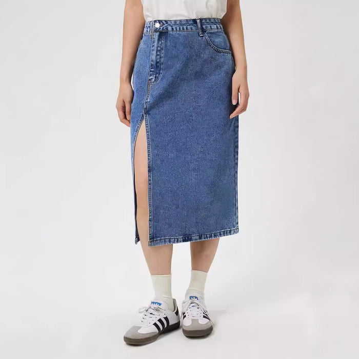 Women Clothing High Waist Sheath Split Denim Skirt