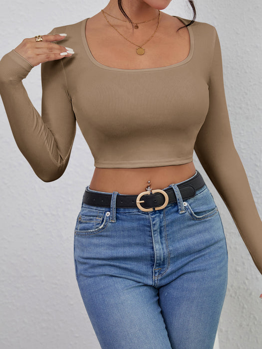 Vest Slim Fit Short Sexy Top Cropped Sexy All-Matching Outer Wear Super Long Sleeve Bottoming Shirt