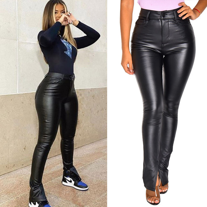 Casual Pants Summer High Waist Slimming Tight Women Pants Faux Leather Leather Pants