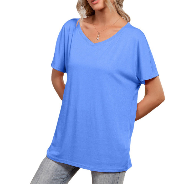 Women Clothing round Neck Loose Casual Short Sleeve T-shirt Top Women