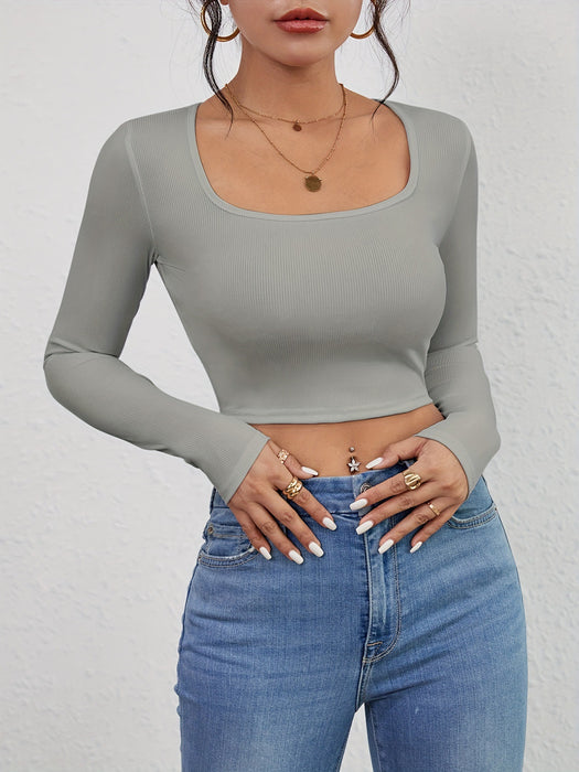 Vest Slim Fit Short Sexy Top Cropped Sexy All-Matching Outer Wear Super Long Sleeve Bottoming Shirt