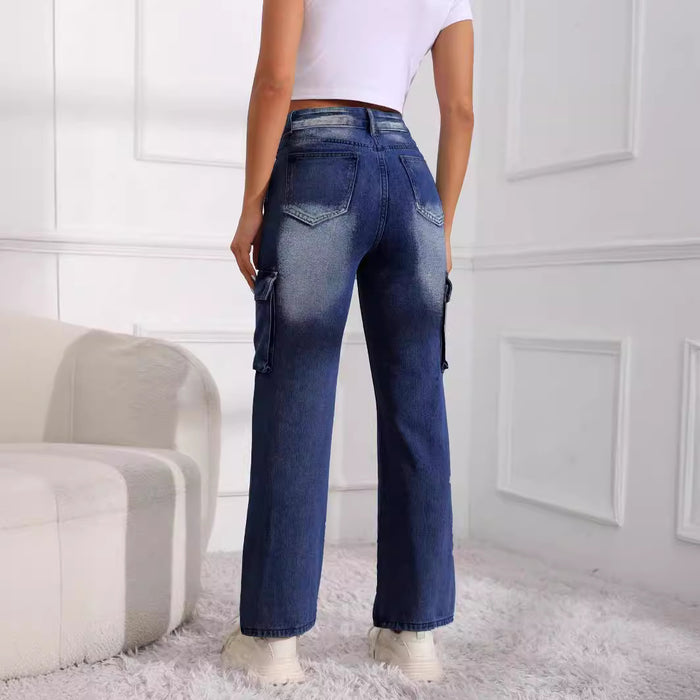 Casual Stylish Multi Pocket Loose Cargo Pants Jeans for Women