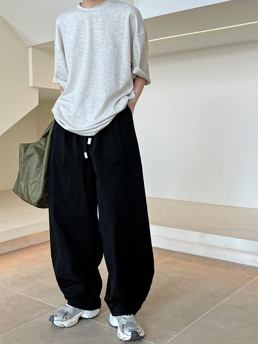 Spring White Profile Baggy Pants Loose Drawstring Tooling Wide Leg Casual Pants Women