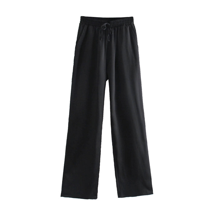 Elastic High Waist Casual Pants Waist Belt Elastic Idle Wide Leg Pants