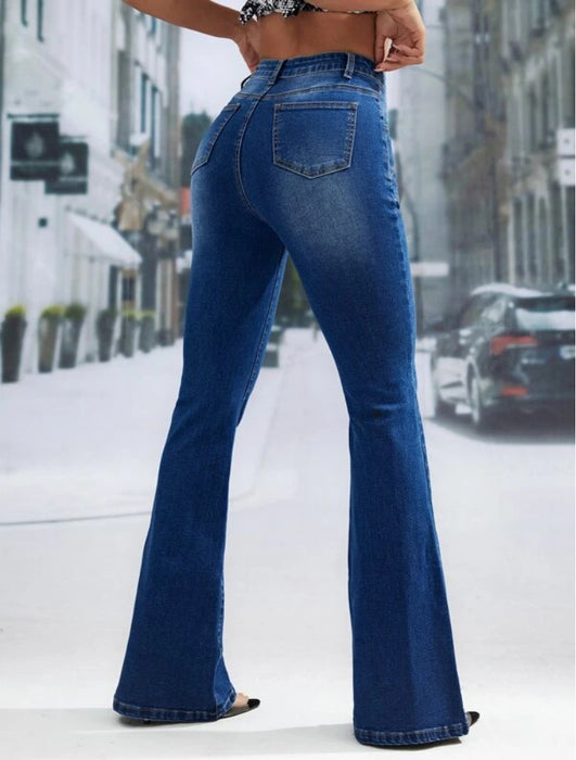 Spring High Waist Single Breasted Denim Trousers High Waist Stretch Skinny Denim Trousers