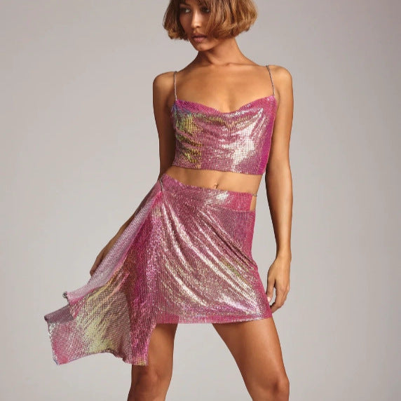 Outfit Skirt Metal Sequ Sling Skirt Set Sexy Sexy Two Piece Set Women