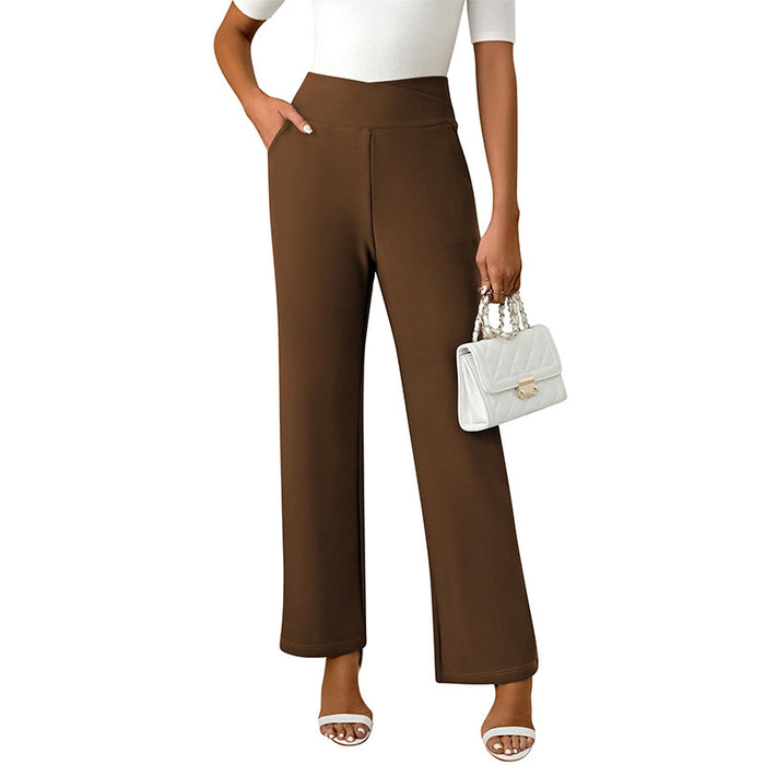 Fall Cross High Waist Casual Micro Elastic Micro Pull Women Trousers