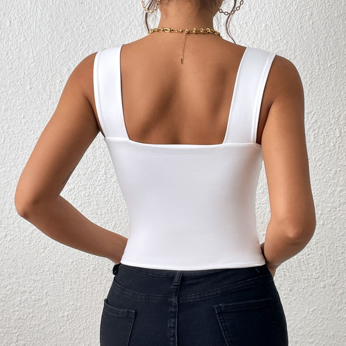 Camisole Wide Shoulder Strap Sleeveless Outerwear Top Sexy Slim Fit Sexy Back