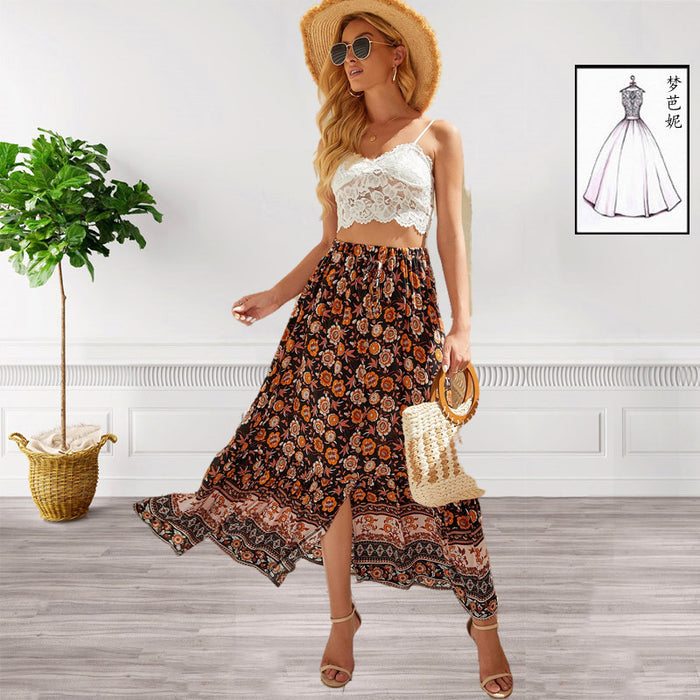 Skirt Rayon Printed Bohemian Holiday Swing Skirt