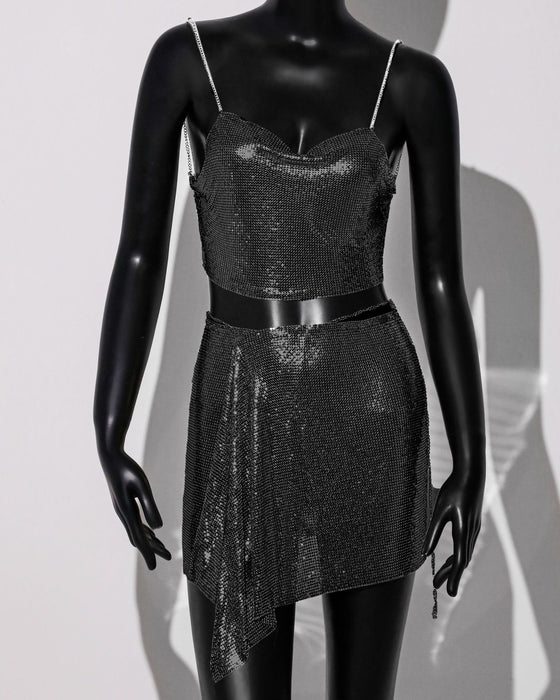 Outfit Skirt Metal Sequ Sling Skirt Set Sexy Sexy Two Piece Set Women
