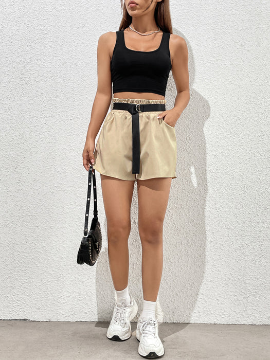 Women Clothing High Waist Office Elastic Shorts