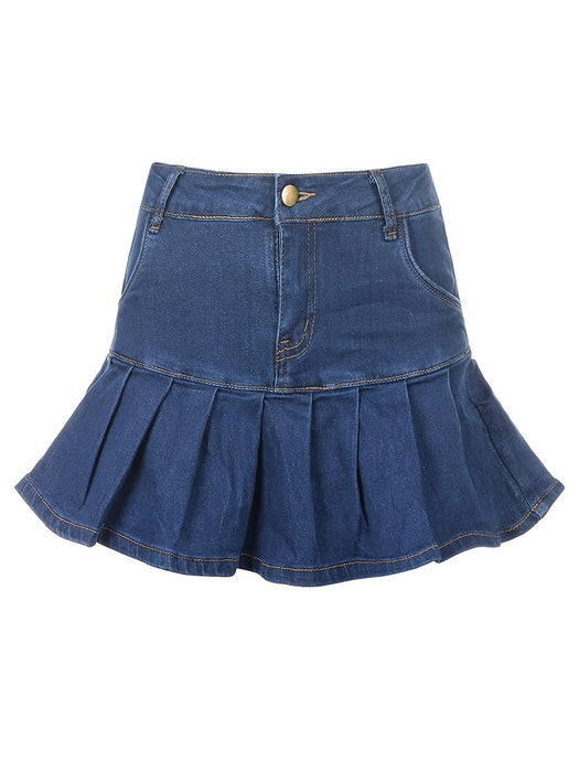 Ladies Half Length Denim Skirt Youth Sexy Two Piece Anti Exposure Denim Skirt