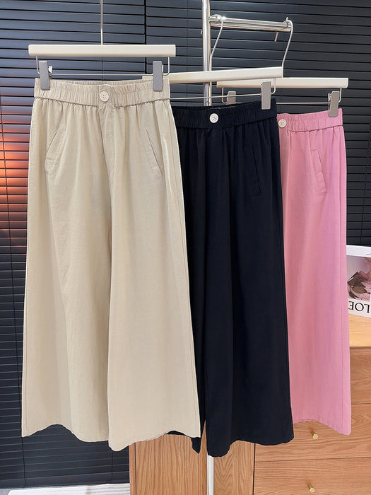 Raspberry Powder Yamamoto Pants Women Summer Pants Loose Drooping Lazy Ice Silk Cotton Linen Wide Leg Casual Pants