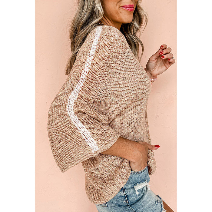 Autumn Three Quarter Sleeve Round Neck Pullover Women Simple Loose Slim Fit Sweater Women