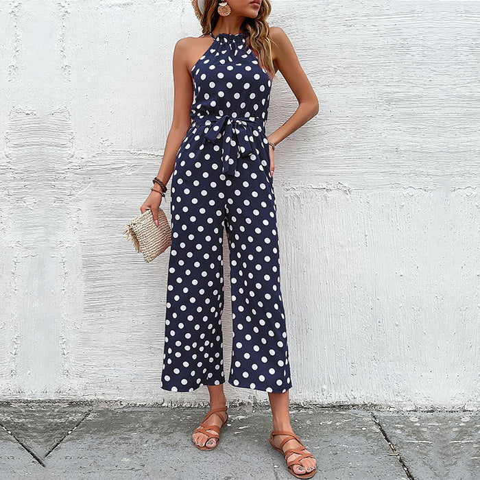 Summer Pants Loose Wide Leg Polka Dot Jumpsuit