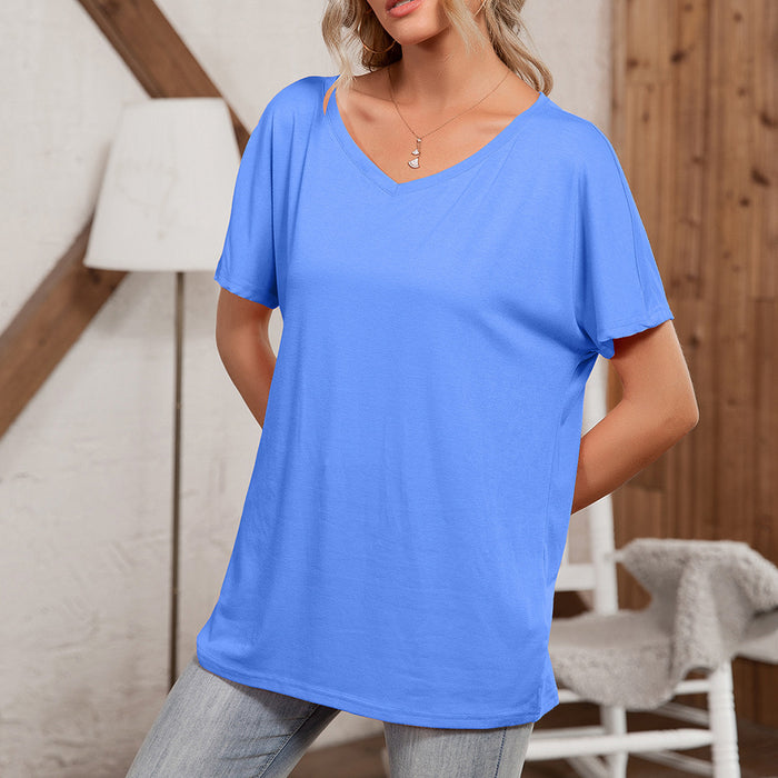 Women Clothing round Neck Loose Casual Short Sleeve T-shirt Top Women