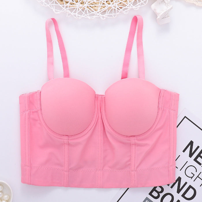 plus Size Slip Top Underwear-Free Sexy Top Women Short Exposed Cropped Sexy Boning Corset Tube Top Solid Color
