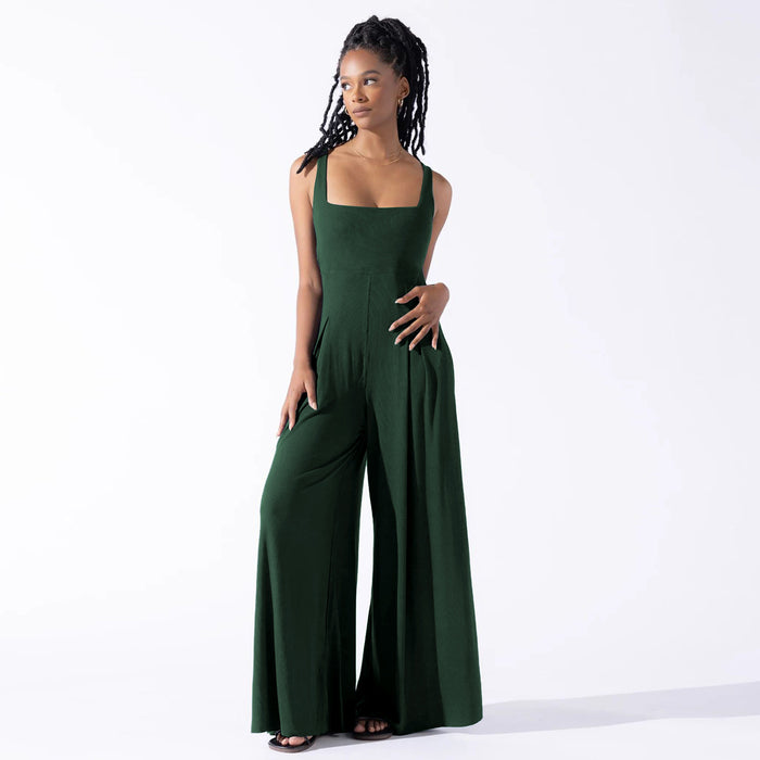 Spring Summer High Waist Jumpsuit Office Casual Pants Women Solid Color Loose Wide Leg Pants