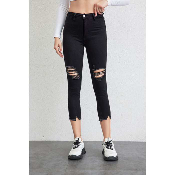 for Jeans Women Black Stretch Washed Slim Women Ankle Tied Pants