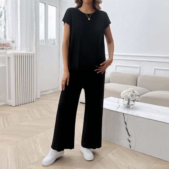 Spring Summer Women Clothing Casual Solid Color Sweater Suit