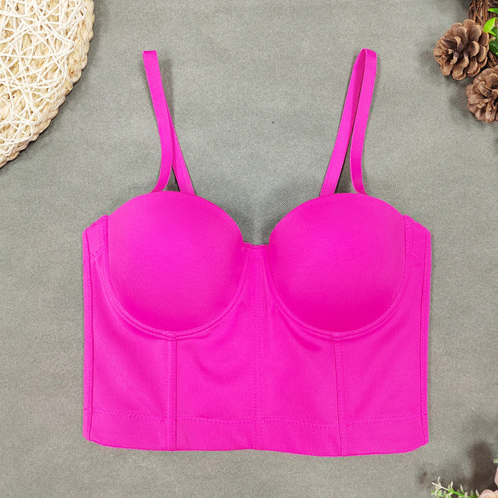 plus Size Slip Top Underwear-Free Sexy Top Women Short Exposed Cropped Sexy Boning Corset Tube Top Solid Color