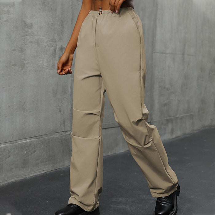 Fall Women Clothing High Waist Solid Color Straight Casual Pants for Women