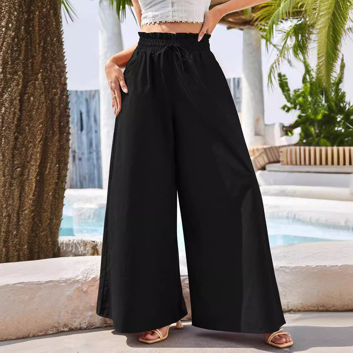 Summer Women High Waist Loose Cotton Linen Bohemian Wide Leg Pants