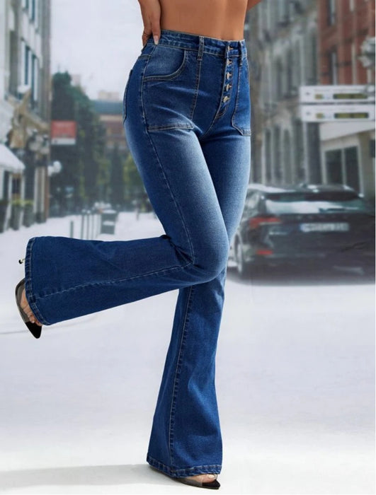 Spring High Waist Single Breasted Denim Trousers High Waist Stretch Skinny Denim Trousers