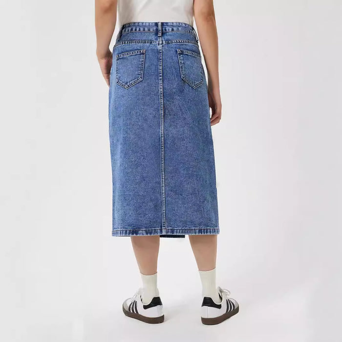 Women Clothing High Waist Sheath Split Denim Skirt