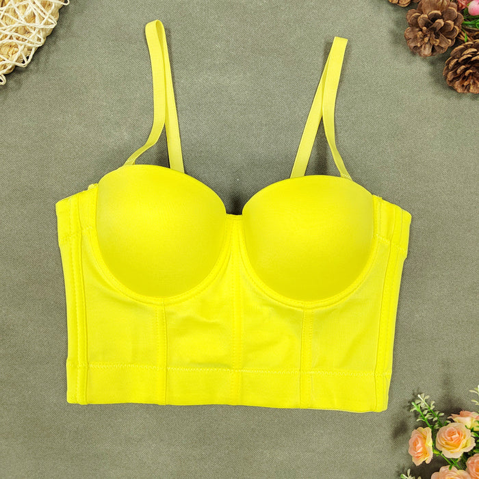 plus Size Slip Top Underwear-Free Sexy Top Women Short Exposed Cropped Sexy Boning Corset Tube Top Solid Color