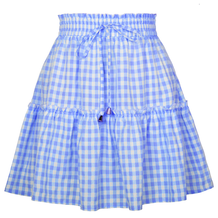 Popular Women Pleating Plaid Printed Skirt High Waist Elastic Retro Plaid Skirt