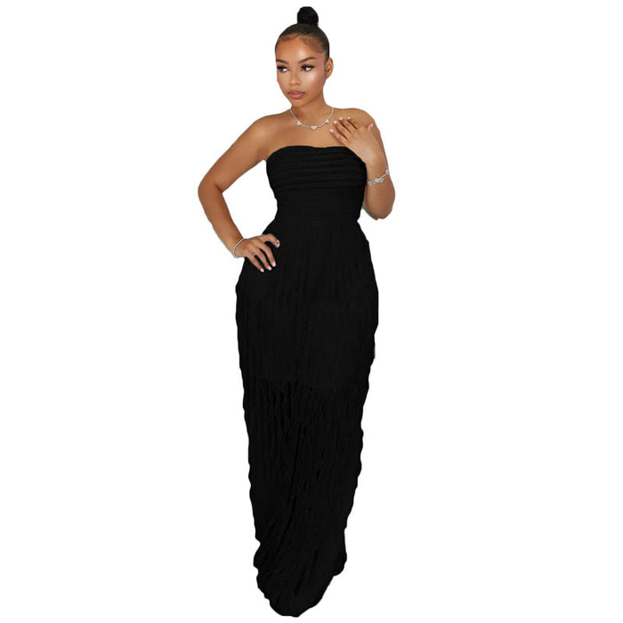 Women Sexy Tube Top Waist Sleeveless Wide Leg Jumpsuit