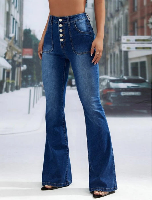 Spring High Waist Single Breasted Denim Trousers High Waist Stretch Skinny Denim Trousers