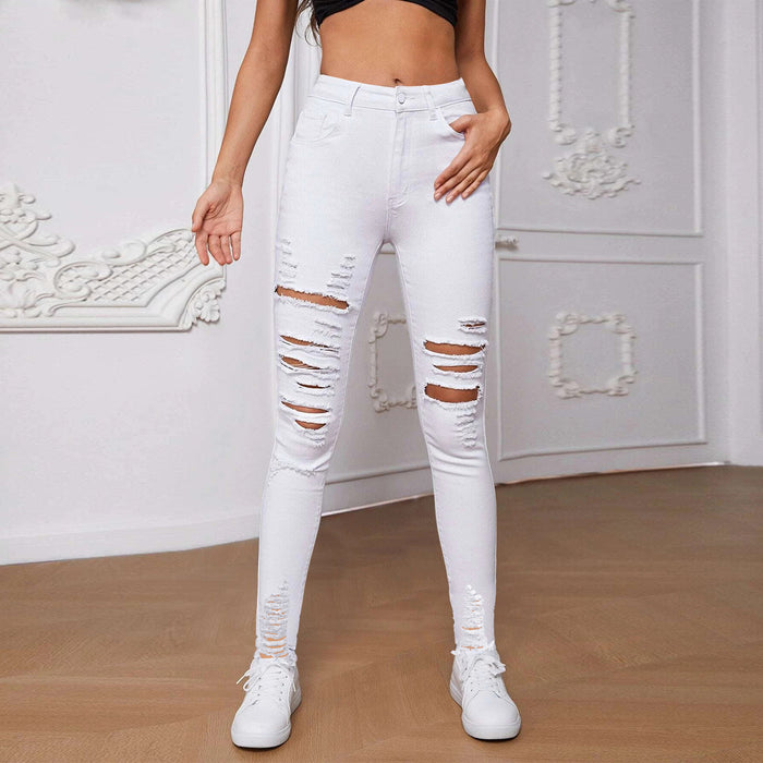 Ripped Cool Women Stretch Slim Denim Skinny Pants Women