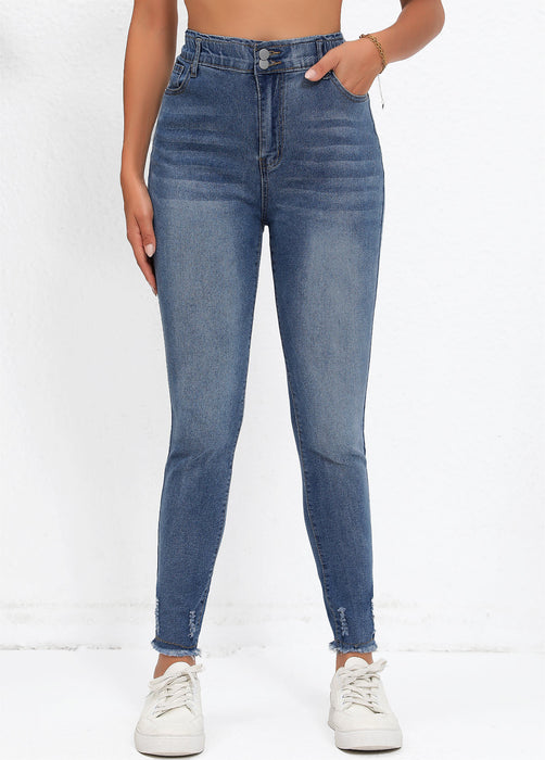 Slim Trend Solid Color Denim Skinny Pants