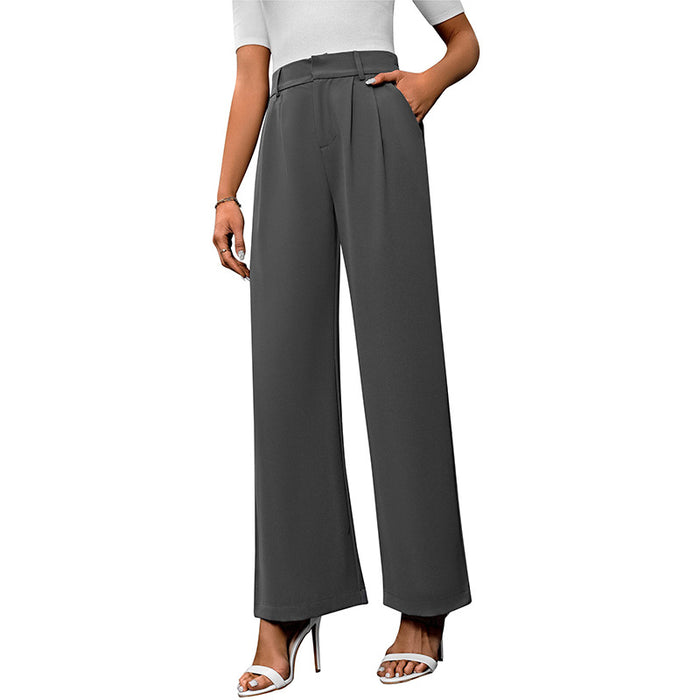 Spring Women Loose Casual Work Commuting Elegant Wide Leg Straight Work Pant