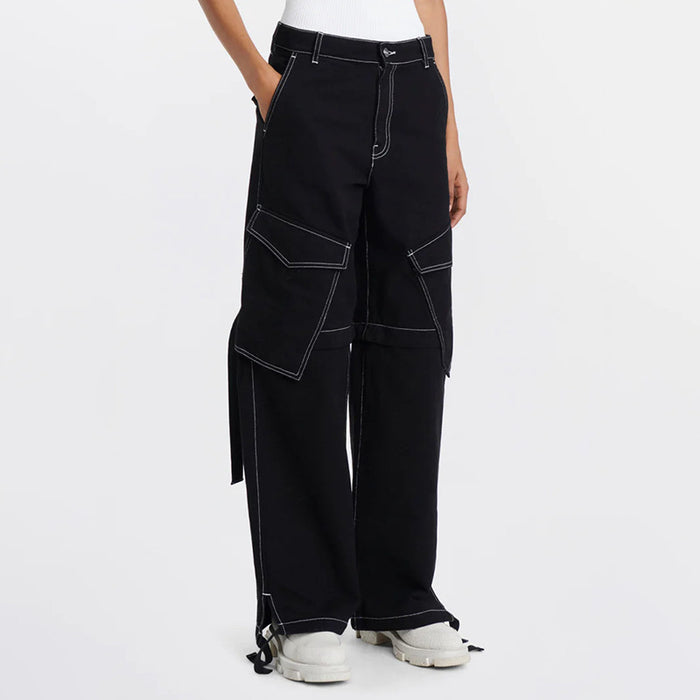 Spring Design Pocket Loose Niche Straight Pocket Jeans Wide Leg Trousers