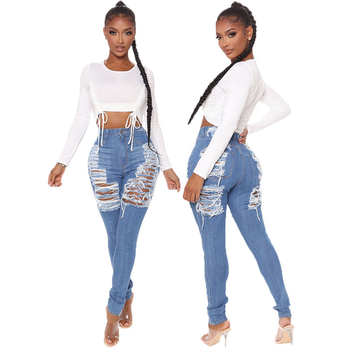 Ripped Jeans Skinny Hip Lifting Women Jeans