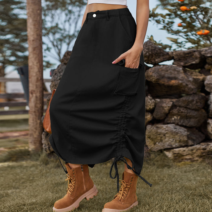 Women Clothing Denim Skirt Casual Mid Length Skirt