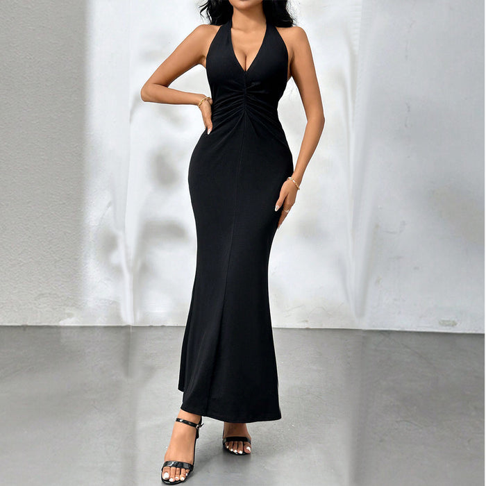 Sexy Backless Party Maxi Dress Elegant Party V Neck Halter Dress