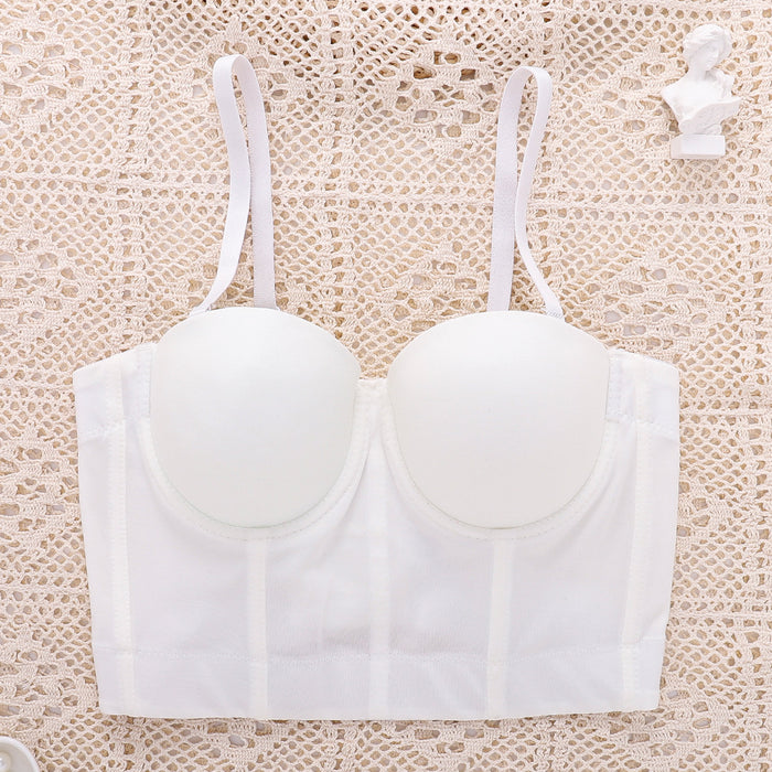plus Size Slip Top Underwear-Free Sexy Top Women Short Exposed Cropped Sexy Boning Corset Tube Top Solid Color