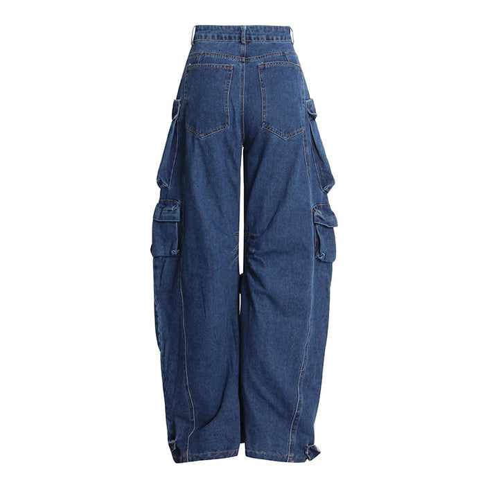 Multi Bag Wide Leg Jeans Autumn Winter Fashionable Cargo Pants Hip Hop Cool Series Trousers