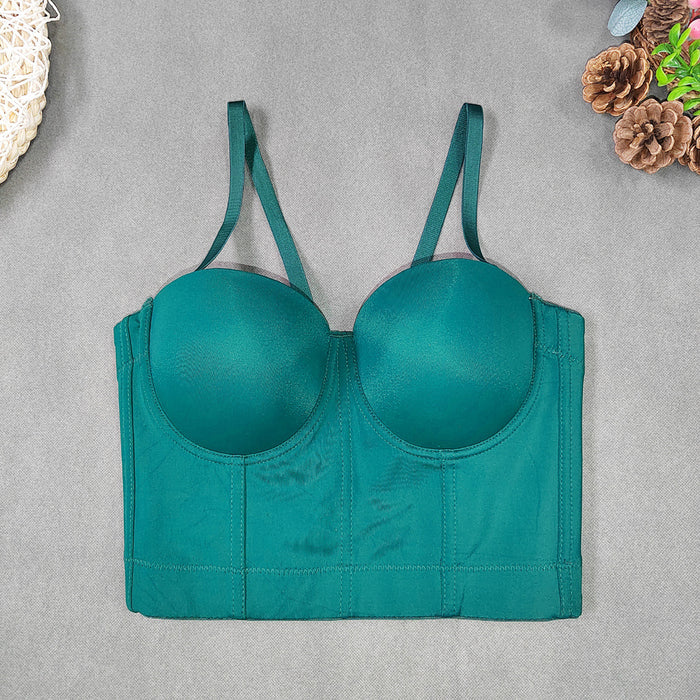plus Size Slip Top Underwear-Free Sexy Top Women Short Exposed Cropped Sexy Boning Corset Tube Top Solid Color