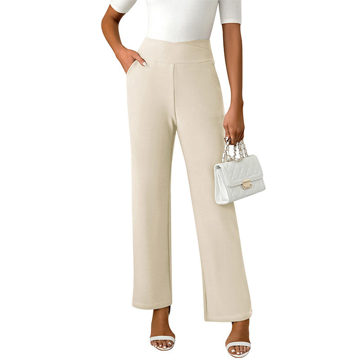 Fall Cross High Waist Casual Micro Elastic Micro Pull Women Trousers