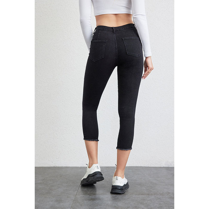 for Jeans Women Black Stretch Washed Slim Women Ankle Tied Pants