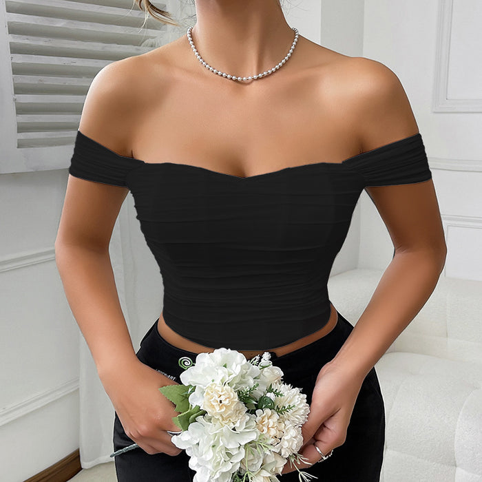 Arrival Outer Wear Inner Wear Boning Corset Waist Tied Bandeau Camisole Beauty Back Corset off Shoulder Short Sleeved Top for Women