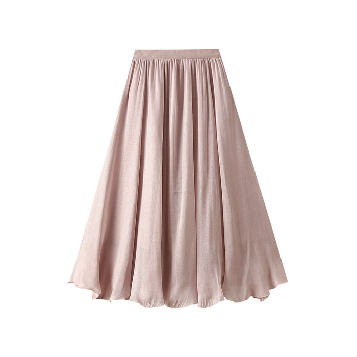 High Grade Streamer Veil Skirt Skirt Women Summer High Waist Pearl Yarn A line Asymmetric Skirt